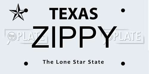 ZIPPY Texas License Plate