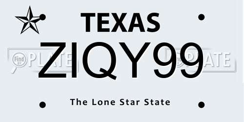 ZIQY99 Texas License Plate