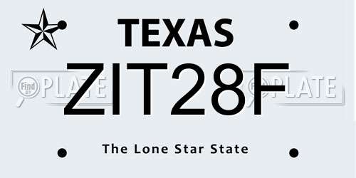 ZIT28F Texas License Plate