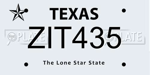 ZIT435 Texas License Plate