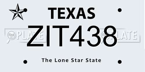 ZIT438 Texas License Plate