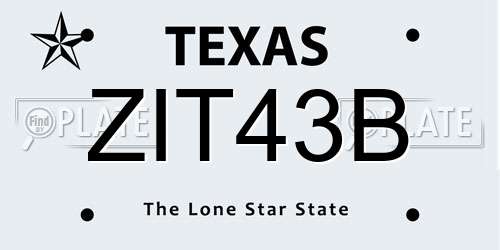 ZIT43B Texas License Plate