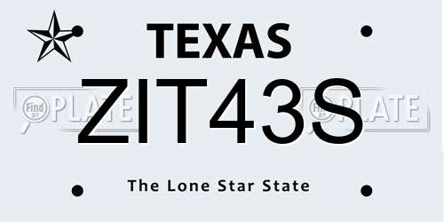 ZIT43S Texas License Plate