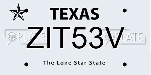 ZIT53V Texas License Plate