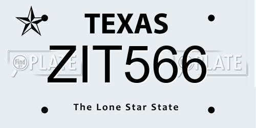 ZIT566 Texas License Plate