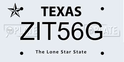 ZIT56G Texas License Plate