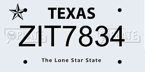 ZIT7834 Texas License Plate
