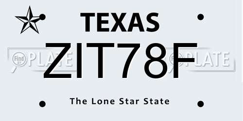 ZIT78F Texas License Plate