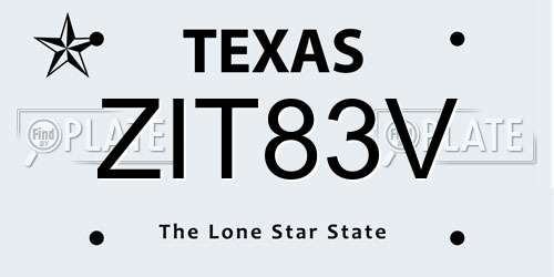 ZIT83V Texas License Plate