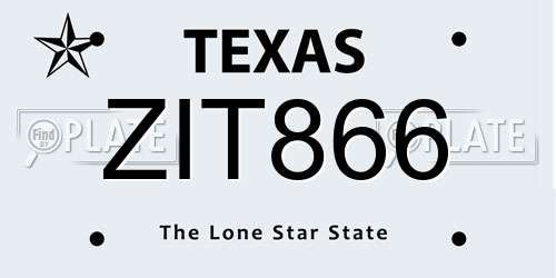ZIT866 Texas License Plate