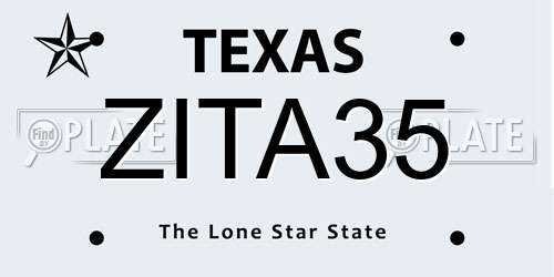 ZITA35 Texas License Plate