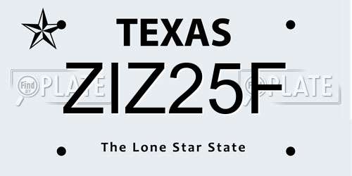 ZIZ25F Texas License Plate