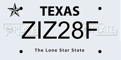 ZIZ28F Texas License Plate