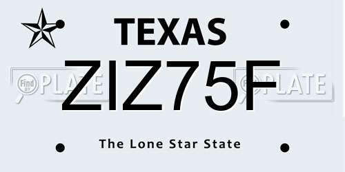 ZIZ75F Texas License Plate