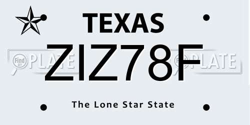 ZIZ78F Texas License Plate