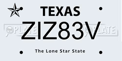 ZIZ83V Texas License Plate