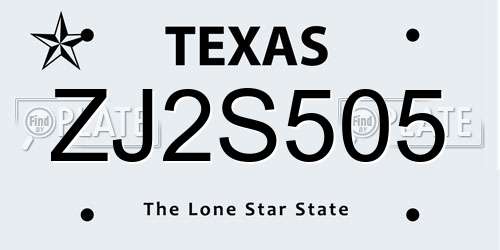 ZJ2S505 Texas License Plate