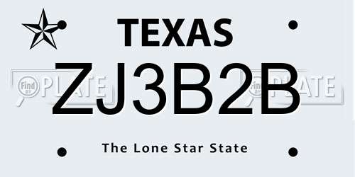 ZJ3B2B Texas License Plate