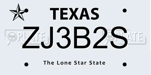 ZJ3B2S Texas License Plate