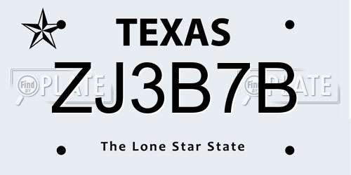 ZJ3B7B Texas License Plate