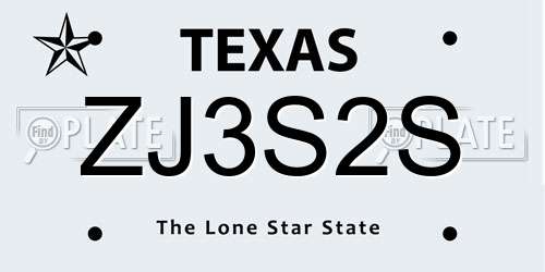ZJ3S2S Texas License Plate
