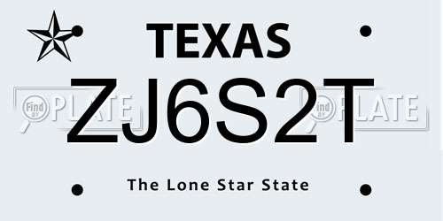 ZJ6S2T Texas License Plate