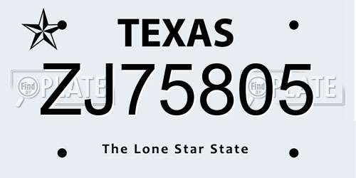 ZJ75805 Texas License Plate