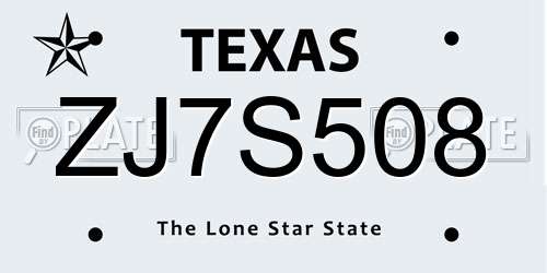 ZJ7S508 Texas License Plate