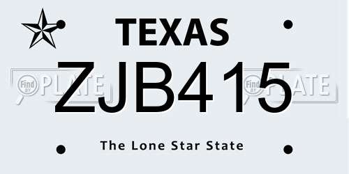 ZJB415 Texas License Plate
