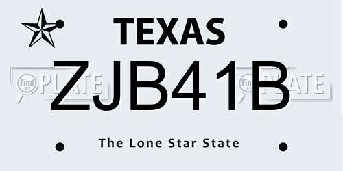 ZJB41B Texas License Plate