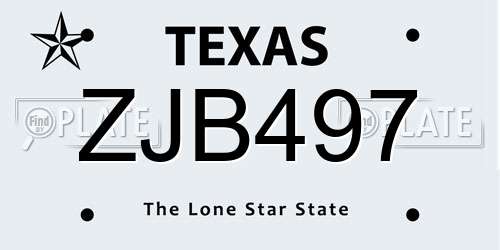 ZJB497 Texas License Plate