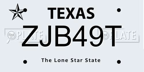 ZJB49T Texas License Plate