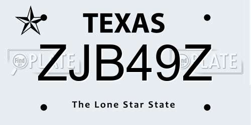 ZJB49Z Texas License Plate