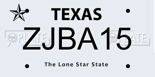 ZJBA15 Texas License Plate