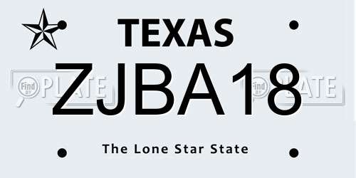 ZJBA18 Texas License Plate