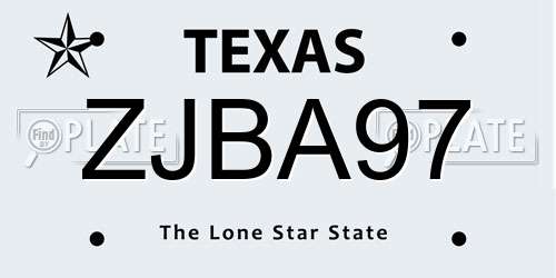 ZJBA97 Texas License Plate
