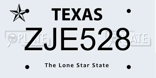 ZJE528 Texas License Plate