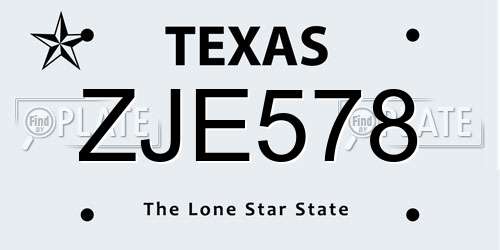 ZJE578 Texas License Plate