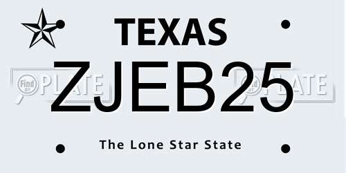 ZJEB25 Texas License Plate