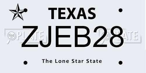 ZJEB28 Texas License Plate