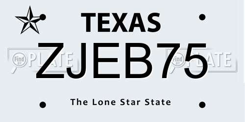 ZJEB75 Texas License Plate