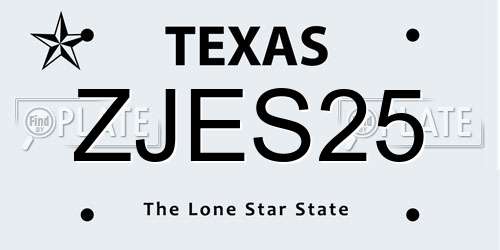 ZJES25 Texas License Plate