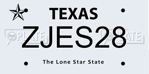 ZJES28 Texas License Plate