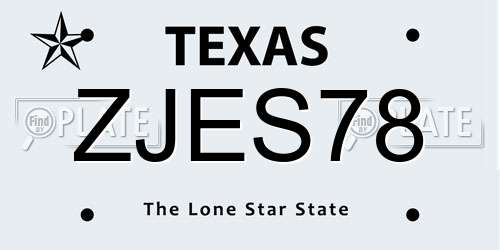 ZJES78 Texas License Plate