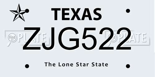 ZJG522 Texas License Plate