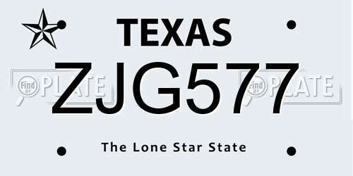 ZJG577 Texas License Plate