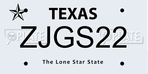ZJGS22 Texas License Plate