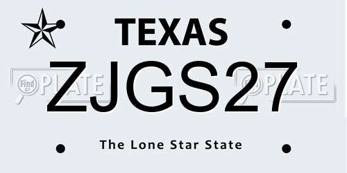 ZJGS27 Texas License Plate