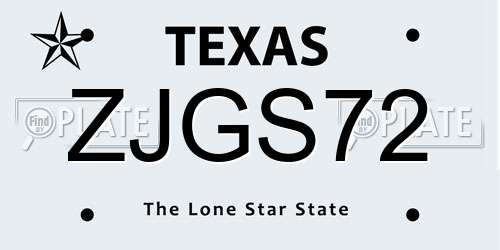 ZJGS72 Texas License Plate