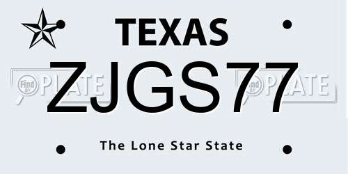 ZJGS77 Texas License Plate